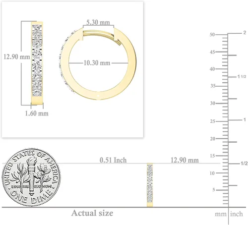 Miniatura 5 de Dazzlingrock Collection - Pendientes de aro redondos de oro de 10 quilates con diamantes blancos
