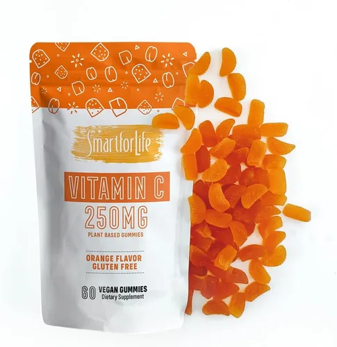 Miniatura 8 de Smart for Life Gomitas de vitamina C, gomitas veganas de vitamina C a base de plantas, sabor naranja natural, gomitas de apoyo inmunológico