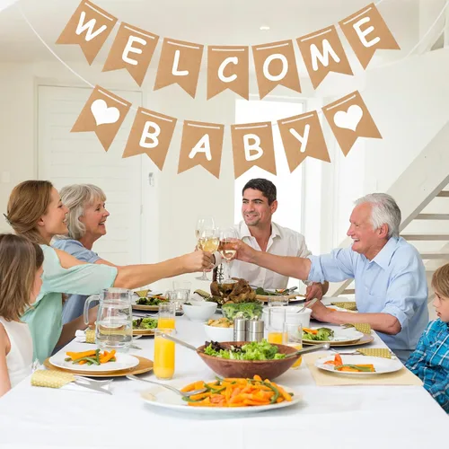 Miniatura 4 de Cartel de bienvenida para bebé, decoración rústica para baby shower, elegante cartel de anuncio de niño y niña, letrero de nacimiento para recién