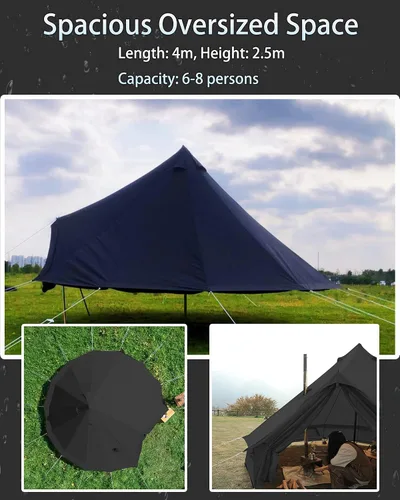 Miniatura 5 de Campana de lona de algodón - Yurtas transpirable y resistente al viento, Glamping para 6/8/10 personas camping familiar