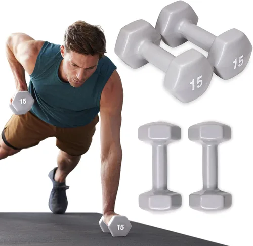 Miniatura 11 de SPRI Juego de 2 mancuernas de mano con revestimiento de vinilo para ejercicio y fitness, equipo de gimnasio en casa, entrenamiento de fuerza, pesas