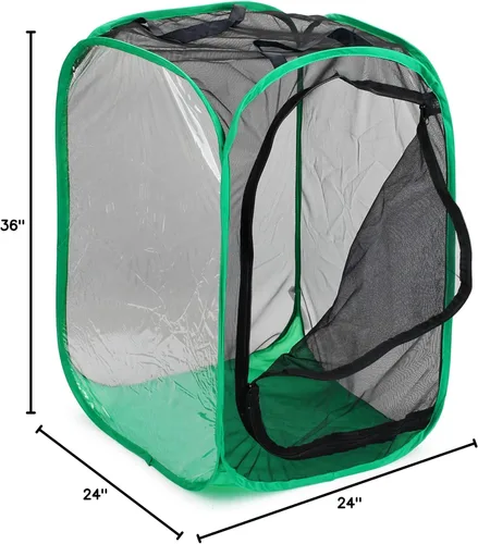 Miniatura 8 de RESTCLOUD Hábitat grande de mariposa monarca de 36 pulgadas, jaula de malla plegable gigante para insectos, terrario, 24 x 24 x 36 pulgadas
