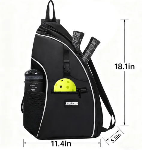 Miniatura 5 de Bolsa de pickleball, mochila de pickleball con soporte para botella de agua para hombres y mujeres Negro