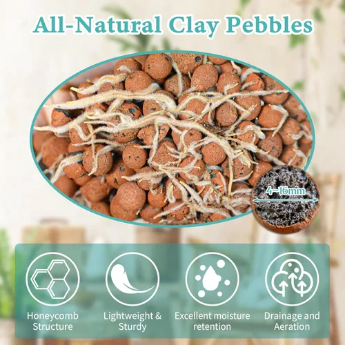 Miniatura 2 de Legigo Guijarros de arcilla Leca orgánica de 15 libras para plantas, 4mm-16mm bolas de leca 100% naturales para plantas de interior, guijarros