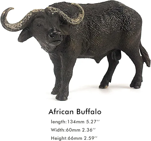Miniatura 2 de FUNSHOWCASE Figura de juguete de búfalo de animales de la selva africana, figura de plástico realista, altura de 2.6 pulgadas