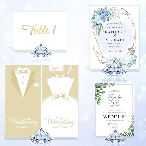 Miniatura 5 de MTLEE 36 portatarjetas con diamantes acrílicos para bodas, soportes de mesa de cristal, soportes de mesa para bodas, decoración de mesa de baby