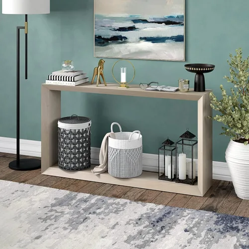 Miniatura 7 de Henn&Hart Mesa de consola rectangular de madera de 55 pulgadas, mesa de sofá con estante de madera para entrada, sala de estar, sofá, pasillo u