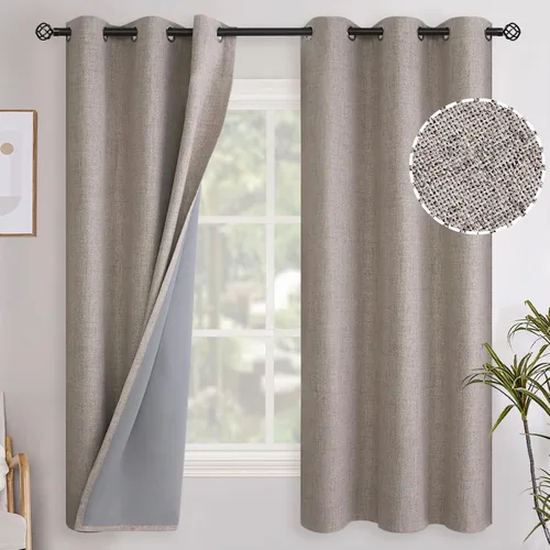 Miniatura 51 de YoungsTex - Cortinas opacas de lino para dormitorio, oscurecimiento de la habitación, cortinas con textura de lino, paneles con aislamiento térmico