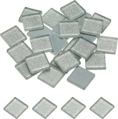 Miniatura 24 de MECCANIXITY Azulejos de mosaico, azulejos de vidrio, piezas de vidrio de mosaico de cristal brillante, cuadrados a granel, 0.8 x 0.8 in para Azul