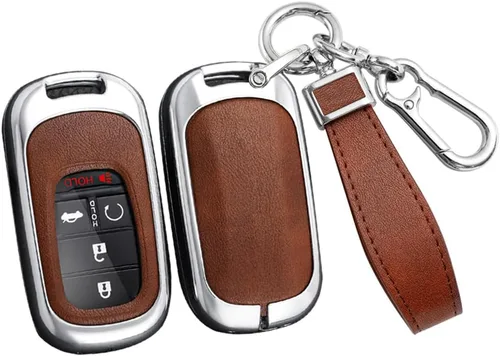 Miniatura 14 de ontto Funda de cuero para llavero con llavero de metal para llave de automóvil, compatible con Honda Accord Civic HR-V CR-V Pilot Sport SI EX EX-L
