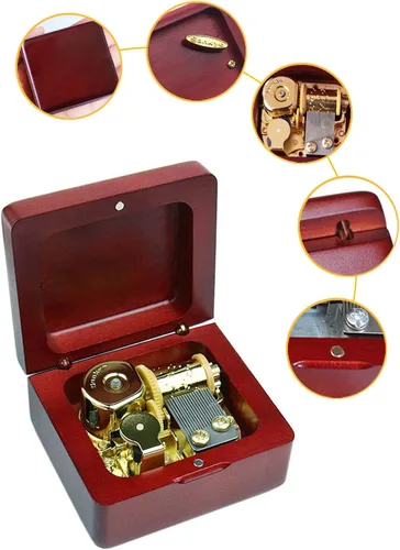 Miniatura 2 de Sinzyo Caja musical con mecanismo tallado de madera vintage, caja de música de cuerda para regalo para Navidad, caja de música «Merry Go Round of