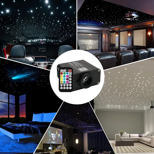 Miniatura 7 de AMKI Actualizado 16W RGBW Luz de Fibra Óptica Parpadeante + Activada por Sonido 300pcs 0.03in 9.8ft Cables APP Control de Música Remoto Luz de Techo
