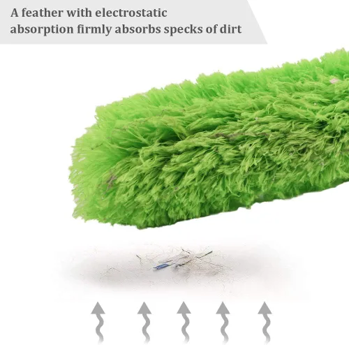 Miniatura 7 de DELUX Plumero de Plumas de Microfibra Extensible con Poste Extra Largo de 100 Pulgadas, Cabeza Flexible y Plumeros de Mango Largo para Limpiar Verde
