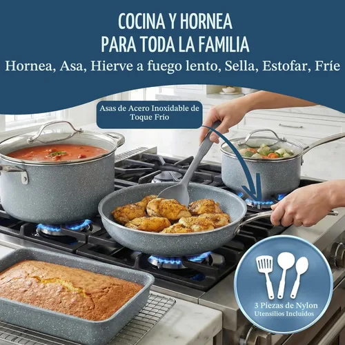 Miniatura 5 de Granitestone Ceraluxe - Juego de 20 piezas de utensilios de cocina de cerámica antiadherente, juego completo de ollas y sartenes antiadherentes