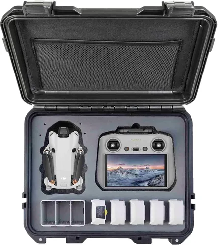 INNVO Funda para dron para DJI Mini 3 o 4 Pro Fly More Combo, plástico duro impermeable a prueba de golpes, a prueba de polvo, fácil para organizar