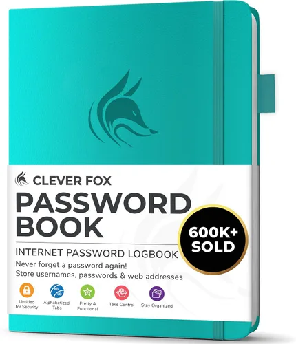 Miniatura 50 de Clever Fox - Libreta de contraseñas con pestañas alfabéticas, organizador de direcciones de Internet, tamaño grande, para inicios de sesión en Azul