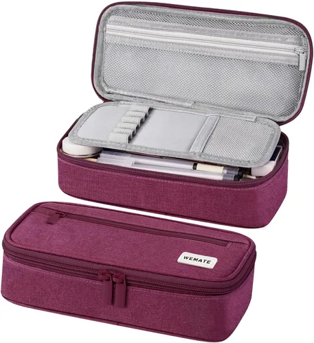 Miniatura 13 de WEMATE Estuche para lápices, organizador grande de almacenamiento para papelería, esencial para el regreso a la escuela, imprescindible para el Rosa