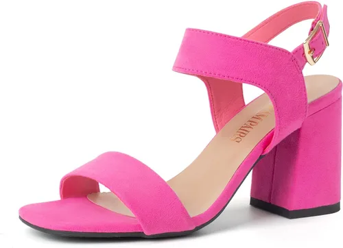 Miniatura 11 de DREAM PAIRS Sandalias de tacón alto y grueso para mujer, con puntera cuadrada, correa en el tobillo, cómodas sandalias