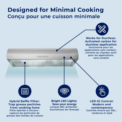 Miniatura 4 de Hauslane Campana Extractora Bajo Gabinete de 30 Pulgadas, Ventilación de Campana para Cocina Campana de Ventilación Silenciosa, LED de Ahorro