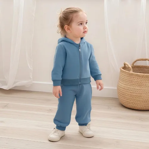 Miniatura 284 de Conjunto de ropa de otoño e invierno para bebé y niño, sudadera larga con capucha y pantalones para niños pequeños, 6, 12, 18, 24 meses, 2T