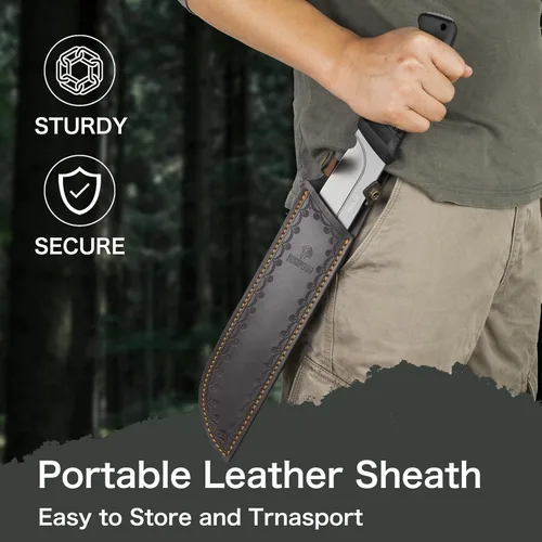 Miniatura 5 de NedFoss 16" Survival Machete with Sheath, D2 Steel 0.22" Thick Full Tang Blade Machete Knife with Flat Grinding, Machete for Cutting Trees, for Yard