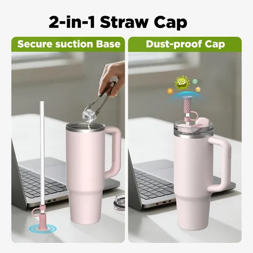 Miniatura 2 de 6 piezas de tapas para pajita con base de succión, tapas para pajita de 0.4in/10mm para vaso Stanley 30/40 oz, multicolor Varios
