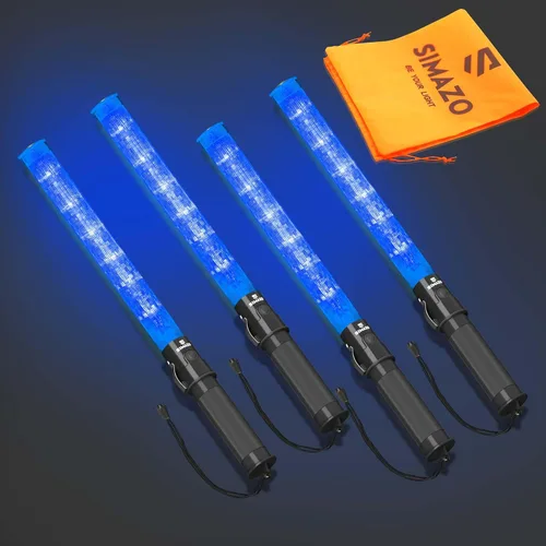 Miniatura 15 de 2 Piezas Varitas de Tráfico de Señalización de 21 Pulgadas con 3 Modos Intermitentes y 6 Luces LED, Bastón de Seguridad de Tráfico con Clip Lateral