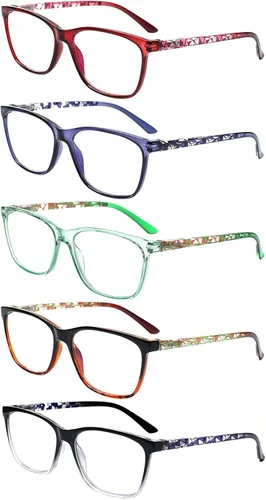 Miniatura 4 de SIGVAN Lentes de lectura para mujer, con bloqueo de luz azul, bisagra de resorte, diseño de moda, lentes con estampado para mujer Multicolor 6