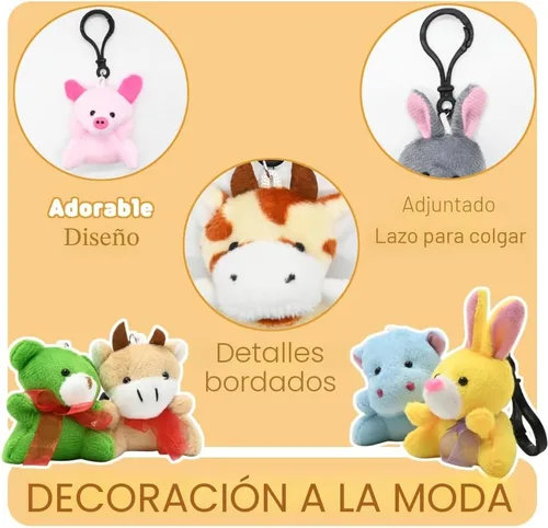 Miniatura 2 de 28 llaveros pequeños de animales de peluche, juguetes de animales de peluche a granel para niños, rellenos de cesta de Pascua, búsqueda de huevos