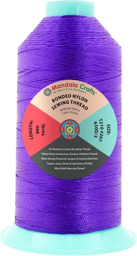 Miniatura 58 de Mandala Crafts - Hilo de nailon para coser cuero, tapicería, mezclilla y para trenzar el pelo; resistente, 1500 yardas, tamaño 69 T70 Marrón