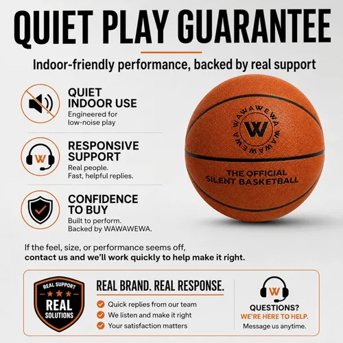 Miniatura 7 de WAWAWEWA Baloncesto silencioso oficial tamaño 7 (29.5 pulgadas), baloncesto interior silencioso sin aire para regates de bajo ruido, práctica