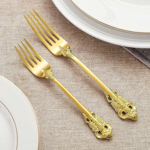 Miniatura 5 de KEAWELL Juego de 4 tenedores de ensalada de lujo, acero inoxidable 18/10, 7 pulgadas, aptos para lavavajillas, pulido espejo, juego de tenedores