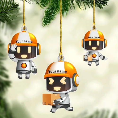 Miniatura 7 de Adorno de robot personalizado 2025, adornos de robot para árbol de Navidad, adorno de robótica, decoración colgante para árbol de Navidad (Robot1)