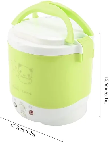 Miniatura 3 de Fdit Olla arrocera, 12 V, 100 W, 1 L, portátil, multifuncional, verde, material de polipropileno de grado alimenticio, para automóvil y hogar