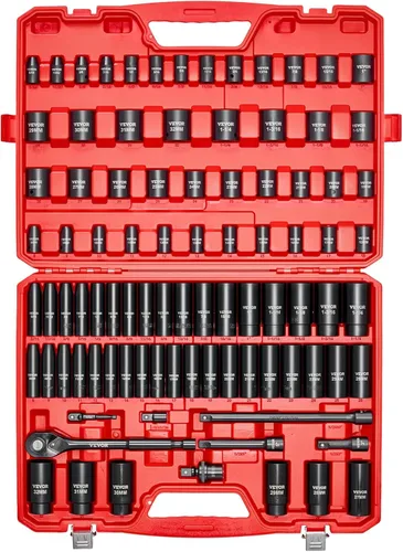 Miniatura 16 de Vevor - Juego de vasos de impacto de 1/2 pulgada, 43 piezas, juego de vasos de 1/2 pulgada, surtido de vasos estándar de alto torque con 4 barras