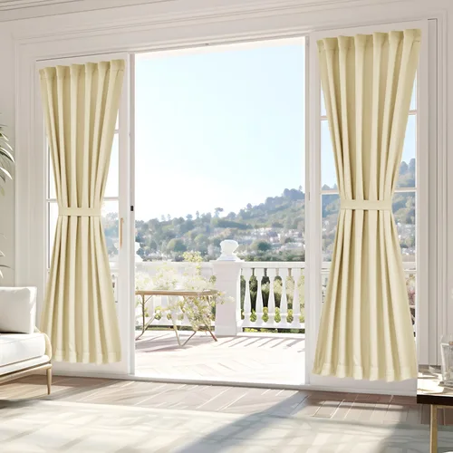 Miniatura 94 de Vatge - Cortinas autoadhesivas para puerta francesa, tratamiento de ventana con filtro de luz sin varillas ni perforaciones para puertas de cristal
