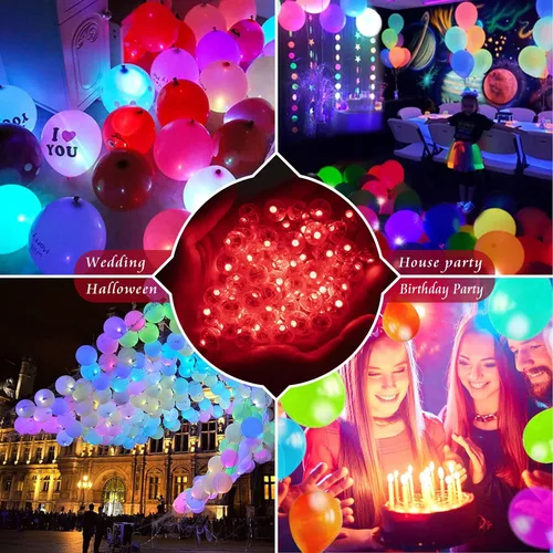 Miniatura 5 de 50 luces de globo, mini luces LED, redondas, largas esperas, lámpara de bola para linterna de papel, fiesta de cumpleaños, Navidad, Halloween, Azul