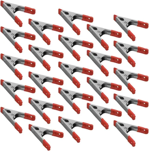 Miniatura 3 de Wideskall® Abrazaderas de resorte de metal de 4 pulgadas con mango recubierto de PVC rojo y puntas (paquete de 8)