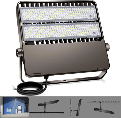 Miniatura 13 de Juego de 3 luces LED de estacionamiento de 200 W para exteriores, 28000 lm, reflectores brillantes de atardecer a amanecer, montaje de yugo