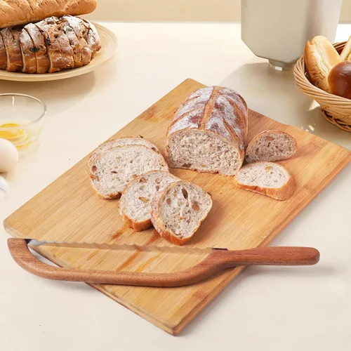 Miniatura 6 de Uprichya Cuchillo de pan para pan casero, rebanador de pan para pan casero, cuchillo de pan de masa madre, lazo de pan de madera para masa madre