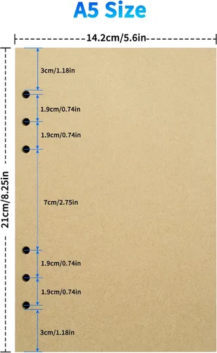 Miniatura 2 de Papel en Blanco Vintage A5 Recargable, Papel de Recarga Retro A5 para Carpetas de 6 Anillas, Planificador, Diario de Viajero, Cuaderno, Papel