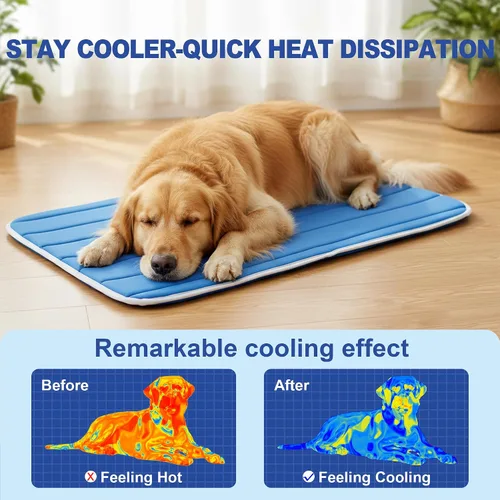 Miniatura 4 de Tapete refrescante para perro, esponja de memoria fría para perro, cama plegable para mascotas y antideslizante, (Q-Max > 0.45) de larga duración
