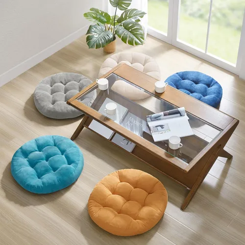 Miniatura 31 de Juego de 2 almohadas de suelo de meditación, almohadas cuadradas grandes para adultos, cojín de pana copetuda para sala de estar de tatami, gris, 22