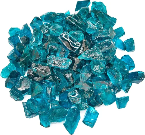Miniatura 10 de TWINKLING Piedra de grava de vidrio de fuego de alto brillo, vidrio roto, vidrio para fogata, vidrio triturado para decoración de acuario, fosa
