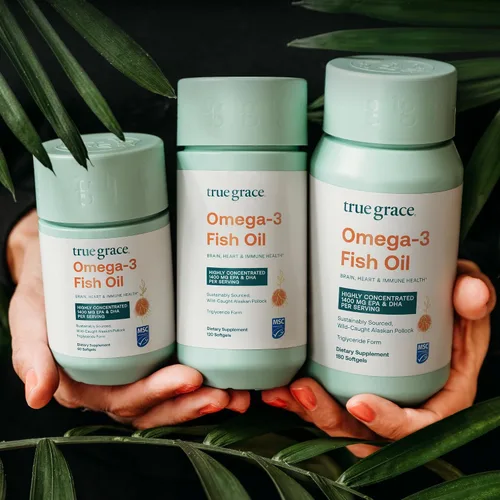 Miniatura 6 de True Grace Aceite de pescado omega-3 - 60 cápsulas blandas - 1400 mg de EPA + DHA - Salud cerebral, cardíaca, articular e inmunológica - Orgánico
