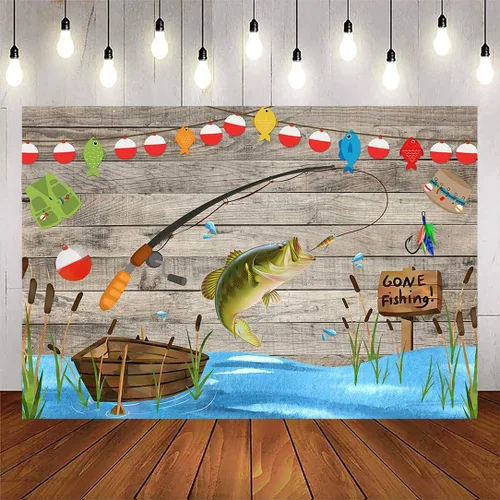 Avezano Telón de fondo de madera rústica de 5 x 3 pies para fiesta de cumpleaños, aliado de pescado, niños, baby shower, fotografía, fondo de