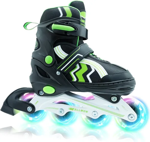 Patines en línea para niños y niñas de 6 a 12 años, patines ajustables para principiantes con ruedas iluminadas para niños, jóvenes y adolescentes