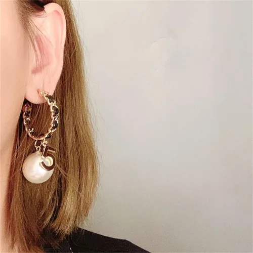 Miniatura 4 de Vintage número 5 pendientes de aro de perlas pendientes de perlas mujer pendiente joyería de moda para regalo, Zinc, Perla