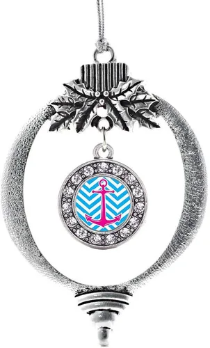 Miniatura 189 de Inspired Silver - Bonita bandera estadounidense - Adorno de Navidad plateado - Adorno de árbol de Navidad con dije circular con circonita cúbica