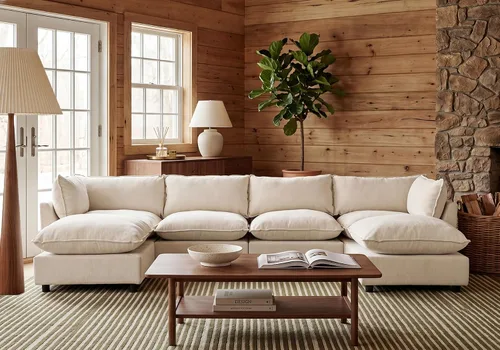 Miniatura 24 de Iroomy Oversized Modular Sectional Sofa, Chenille Cloud Couch, Deep Comfy Seat, 4-Seater Sofas, Couches, Living Room, Beige